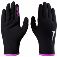 перчатки для бега nike womens lightweight rival run gloves 2.0 m black/hyper pink/silver