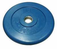 диск обрезиненный d31мм mb barbell mb-pltc31 20 кг синий