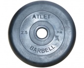 Диск обрезиненный barbell atlet 2,5 кг / диаметр 26 мм