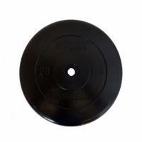 диск обрезиненный d26мм mb barbell mb-atlet26 20кг черный